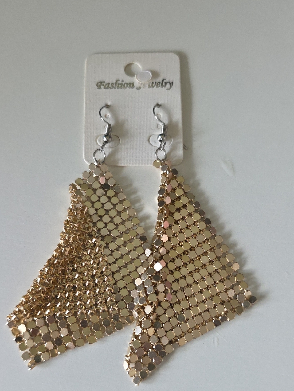 Fashion Jewelry Gold Tone Sequin Mesh Dangle Earrings